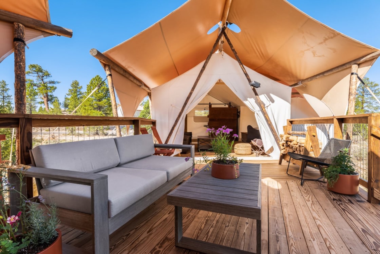 Under Canvas safari-style tents set among the landscape near Bryce Canyon